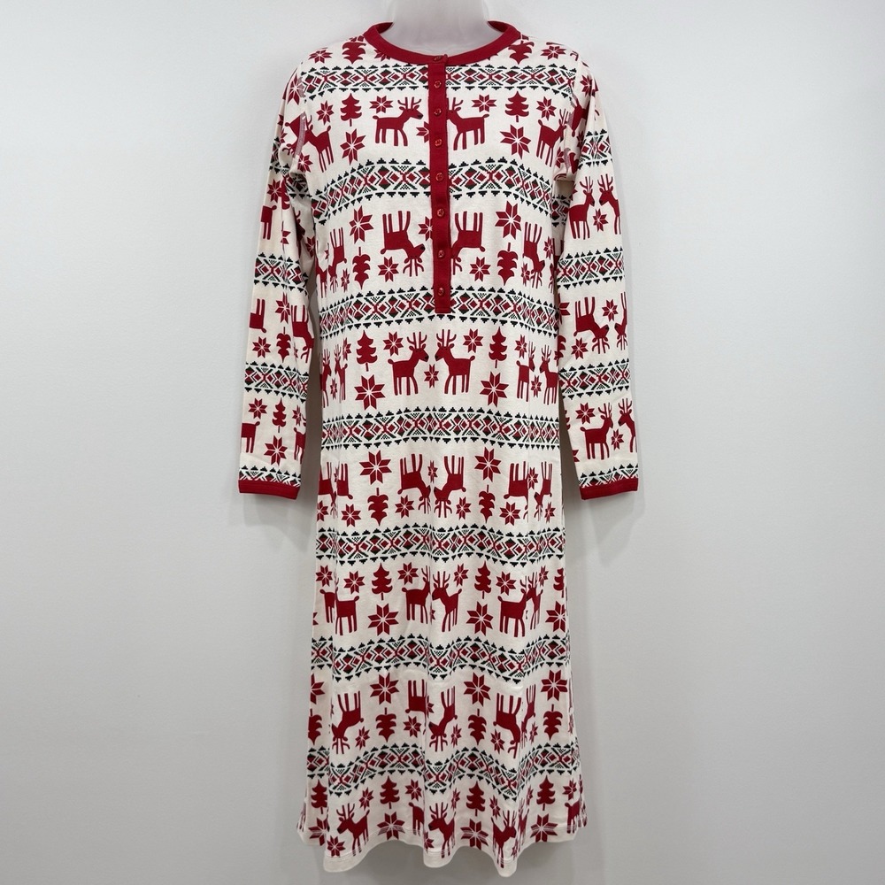 Hanna Andersson Nightgown XS NWT Dear Deer Fair Isle 100% Organic Cotton Holiday